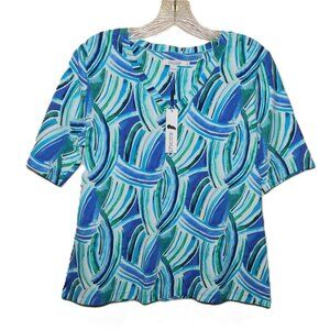 Chico's NWT Cotton Spandex Arches Perfect Tee Paradiso Blue Chico's Size 1